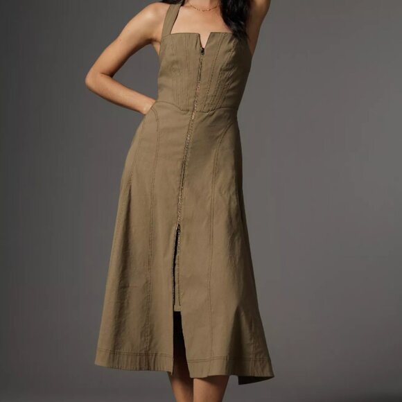 🌿Anthropologie Zip-Front Corset Dress – Size 2X 🌿 - Picture 1 of 15